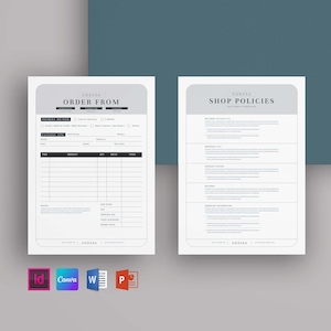 Order Form Template | Purchase Order Form Template | Change Order Template | Work Order Template | Order Template | Custom Order Form