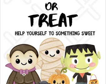 Letrero de Halloween con dulces: Decoración para el porche con dulces (Descarga digital imprimible)