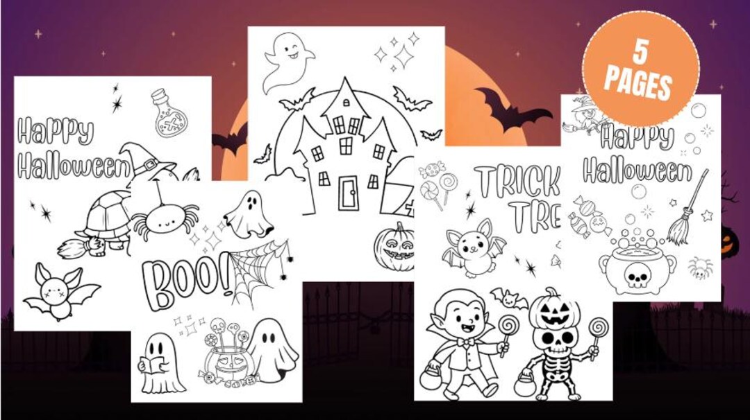 Halloween Coloring Pages for Kids, Printable Activity Bundle (digital ...