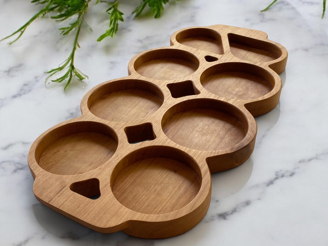 Wooden Sectional Ottoman Tray for Mugs, Cups and Portion Plates ...