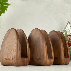 Neatly Handcrafted Walnut Wood Napkin Holder – Vertical Napkin Holder - Home Comfort -  Handmade Decor -  Housewarming Gifts