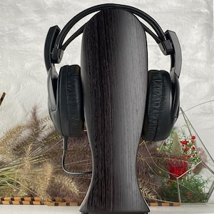 Wooden Headphone Stand, Wenge & Maple with Hidden Cable Compartment; Extra Height 30 cm