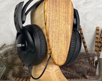 Handcrafted  Wooden Headphone Stand: Hidden Cable Compartment Design