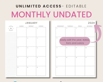 EDITABLE, Classic Happy Planner Inserts, Happy Planner Inserts Printable, Monthly Undated Inserts, Happy Planner Printable Inserts Editable