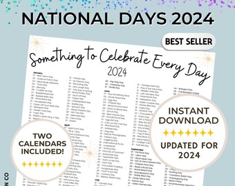 Days to Celebrate, 2024 National Days Calendar, Social Media Ideas, Fun Theme Days 2024, Fun Yearly Calendar 2024