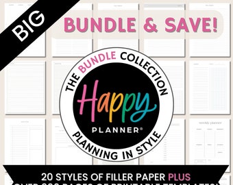 Happy Planner Bundle, Planner Templates, Digital Planner Pages, Filler Paper, Printable Planner Inserts, Happy Planner Daily, Planner 2024