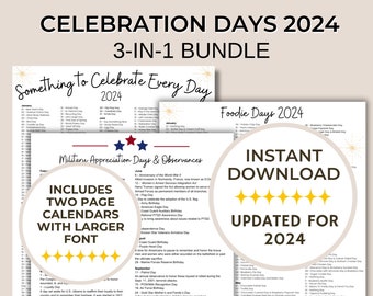 2024 Holidays, 2024 National Days Calendar, Social Media Ideas, Fun Theme Days 2024, 2024 Important Days, National Days Bundle, US Holidays