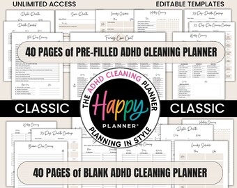 ADHD Cleaning Planner Bundle, ADHD Cleaning, Chore Chart Printable, Family Cleaning Checklist, Kids Cleaning Planner, Kids Chore Chart,