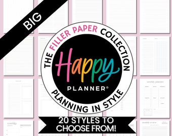 Happy Planner, Filler Paper, Big Size, Printable, Inserts, Instant Download, Customizable, Grid Paper, Lined Paper, Paper Pack,