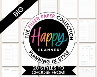 Happy Planner, Filler Paper, Big Size, Printable, Inserts, Instant Download, Customizable, Grid Paper, Lined Paper, Paper Pack,