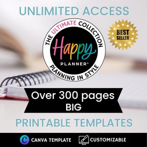 Happy Planner Template Ultimate Collection, Printable Planner Set, Daily Weekly Monthly 2024 2025, Happy Planner Big, Filler Paper image 1