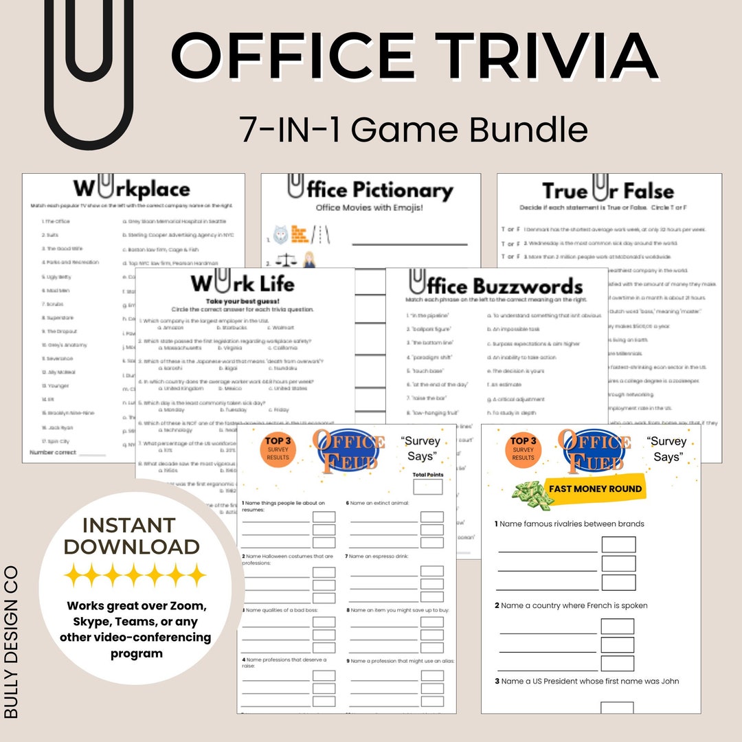 Office Trivia Game Bundle Work Party Trivia for Etsy