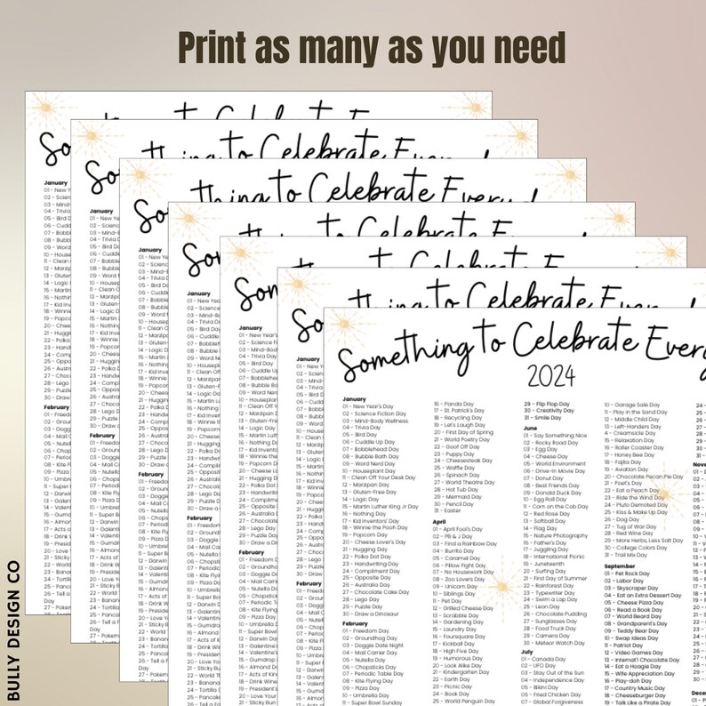 2024 Holidays National Day Calendar Social Media Ideas Fun - Etsy UK