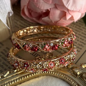 22K Gold Plated Stainless Steel Rose Bracelet – Dainty Rose Detail Jewelry, Minimalist Gold Bracelet for Women