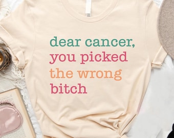 Querido cáncer, te has equivocado de perra (camiseta), Concienciación sobre el cáncer de mama, Camiseta de guerrera contra el cáncer de mama, Camiseta divertida sobre el cáncer, Regalo para supervivientes de cáncer