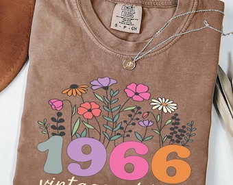 60th Wildflower Tshirt, Vintage 60th Birthday T-shirt, 60th Birthday Gift, 60th Birthday Women, 60th Birthday Friend, 1966 Birthday Shirt