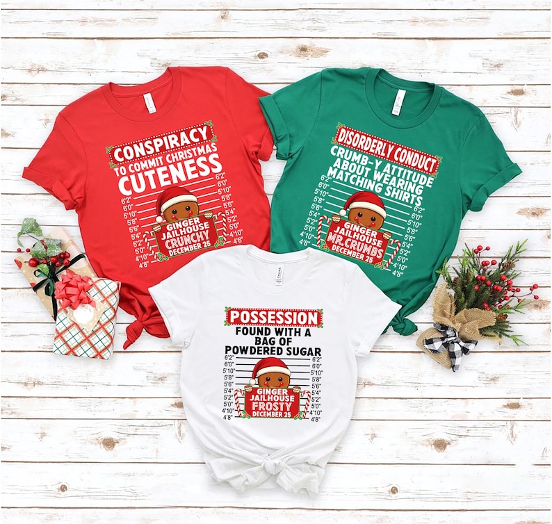 Family Christmas Tshirts, Funny Gingerbread Inmate Christmas Party ...