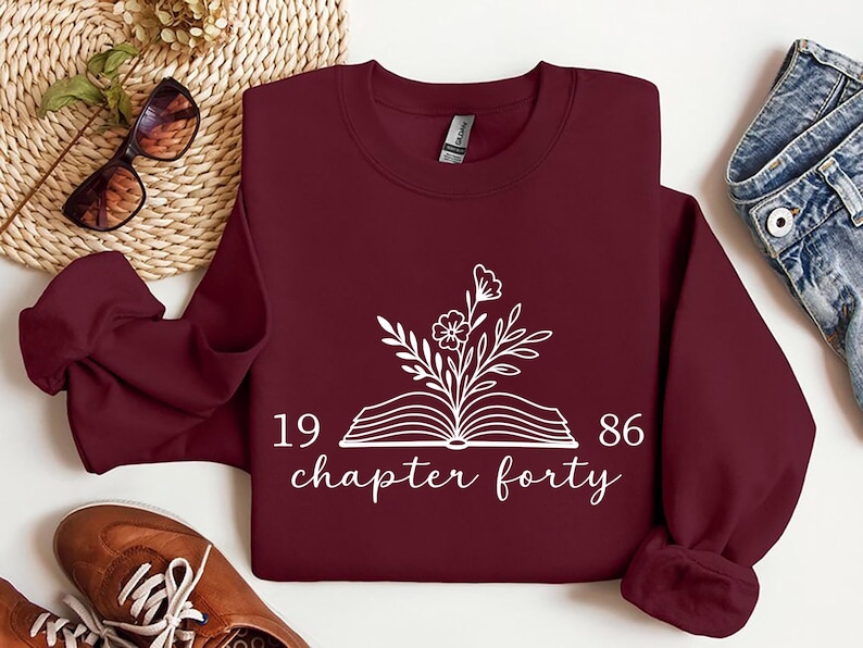 Chapter Forty 1986 Sweatshirt, 40th Birthday Shirt, 40th Birthday Gift, Bookish Shirt, Best Friend Birthday Gift, Book Lover Gift, Mom Gift afbeelding 4