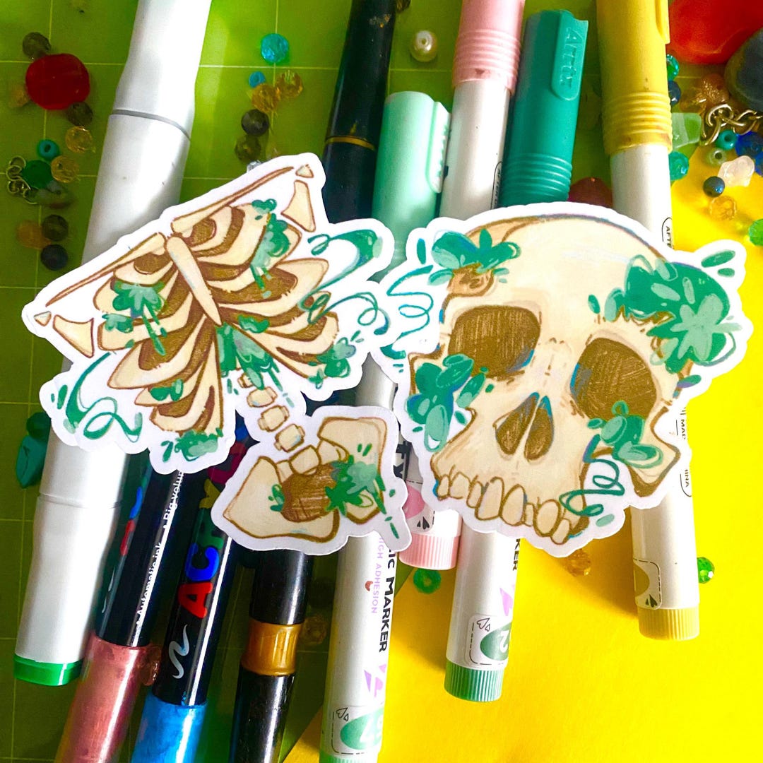 Skeleton Shells Sticker Leafy Skeleton Stickers: Water Resistant, Glossy - Etsy