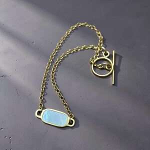 SHELL PEARL RECHTHOEK hanger gold filled sierlijke schakelarmband met gold filled kapittelsluiting