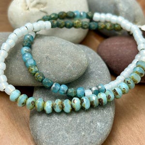Morse Code I LOVE YOU Czech Glass Sterling Silver Bracelet and Earring Set