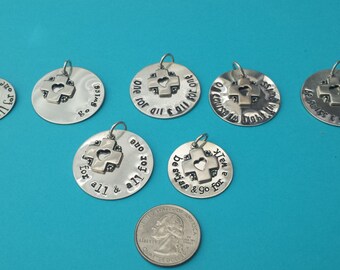 1 SWISS themed charm One for All  and All for One! Sterling Silver