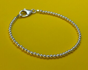 SEAMLESS STERLING SILVER Ball Bead Bracelet 7 1/2"/Gift for Her/Anniversary/Wedding/Graduation/Birthday