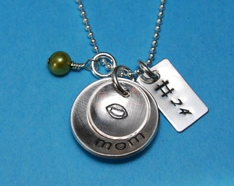 FOOTBALL MOM Hand Stamped Sterling Silver Custom Player Necklace