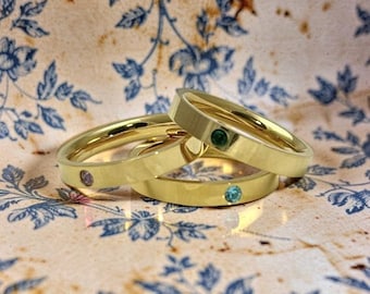 STAPELBAR BIRTHSTONE 18k Gold PVD Edelstahl Ringe Größe 5 R3