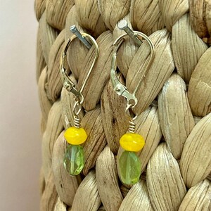 PERIDOT & Yellow Stone on Gold Filled Lever Back Sterling Silver Earrings JamJewelryDesigns