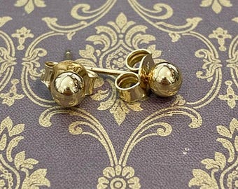 Gold Filled Square Stud Earrings, Sterling Silver Heart Studs E37