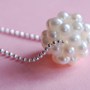 BALL O PEARLS Sterling Silver White Pearl Ball Cluster Necklace image 1