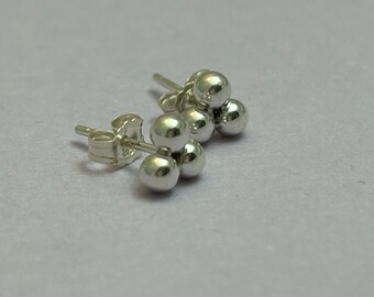 TRIO BALL CLUSTER Stud Earrings Sterling Silver