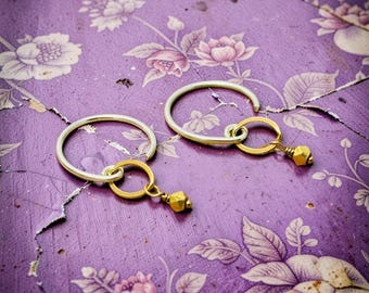 SILVER n GOLD Hoop Drop Dangle Earrings E2