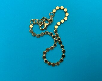 SEAMLESS FLAT Ball Bead Gold Filled Bracelet Chain 7 1/2"/Anniversary/Birthday/Graduation/Gift for Her