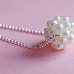 BALL O PEARLS Sterling Silver White Pearl Ball Cluster Necklace image 2