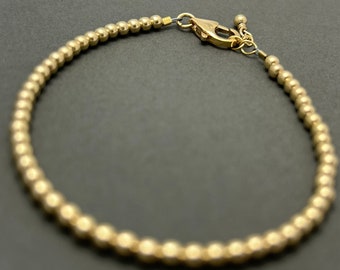 SEAMLESS GOLD Ball Bead 14K Gold Filled Bracelet 7 1/2"/Gift for Her/Anniversary/Wedding/Graduation/Birthday