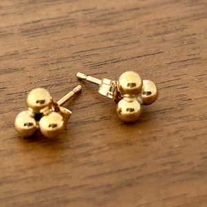 TRIO BALL CLUSTER Stud Earrings Gold Filled
