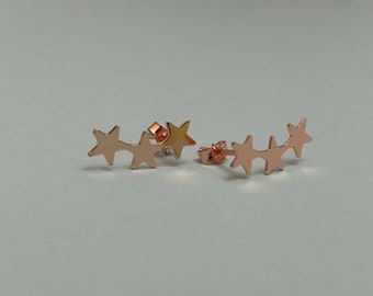 TRIO STAR CLIMBER Earrings Rose Gold