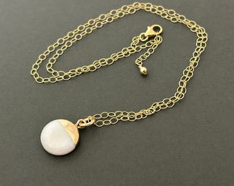 PEARL SHELL Pendant on a Gold Filled Chain/15-18"/Gift for Her/Stocking Stuffer