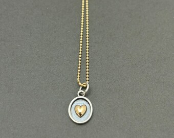 GOLD HEART ENCIRCLED Sterling Charm on a Gold Filled or Sterling Silver Ball Bead Necklace/Gift for Her/Birthday/Anniversary/Girlfriend