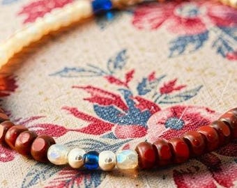 Rood-witte en blauwe kralenarmband 7 3/4" (VS)/Freedom/America/USA/Patriotism B6