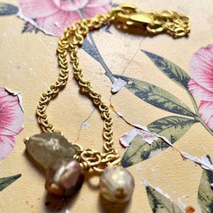 DAINTY TRIO Gold Filled Chain Link Bracelet 7-8"/Gift for her/Birthday/Anniversary/Christmas BC10