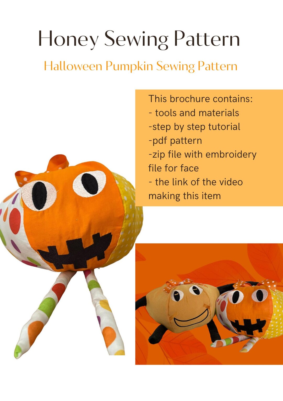Pumpkin Sewing Pattern Pdf Pattern, Step-by-step Tutorial for Instant ...