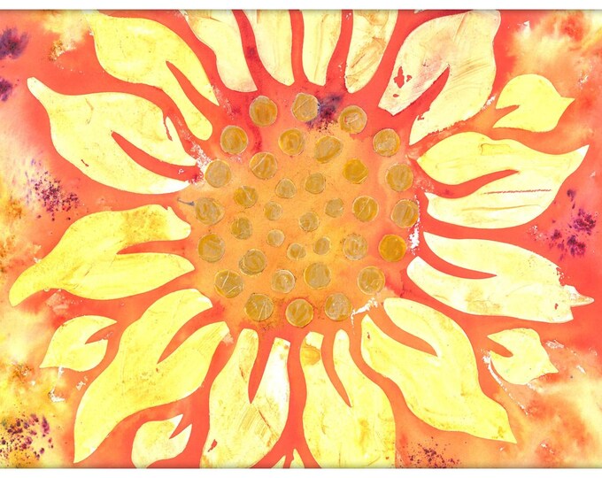 Giant Sunflower Watercolor/Mixed Media Original Painting