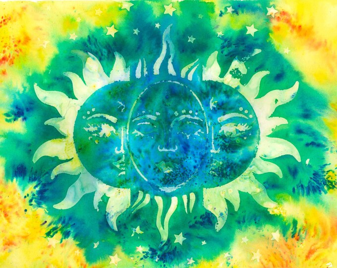 Sun Goddess Watercolor Mixed Media Original Painting