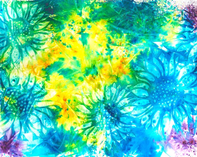 Sunflowers Floral Watercolor Mixed Media Original Painting