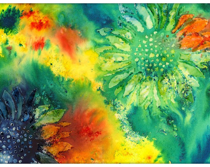 Sunflower Watercolor Mixed Media Vibrant Original Painting