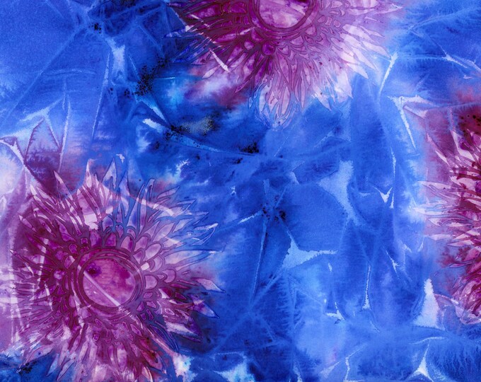 Floral Chrysanthemums Watercolor Mixed Media Original Painting Batik Collection