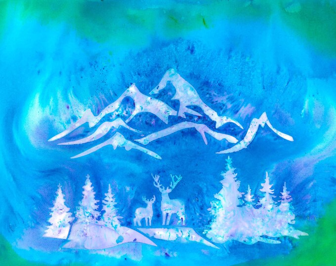 Blue Mountain View Watercolor Mixed Media Original Painting Giftable